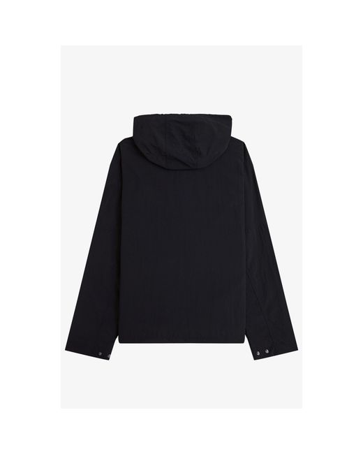 Fred Perry Black Cropped Ripstop Hooded Long Sleeve Parka for men