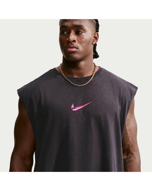 Nike Blue Pro Dri-Fit Crew-Neck Sleeveless Slim-Fit Vest for men