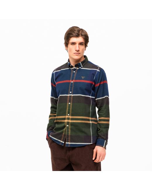 Barbour Blue Iceloch Long Sleeve Patterned Shirt for men