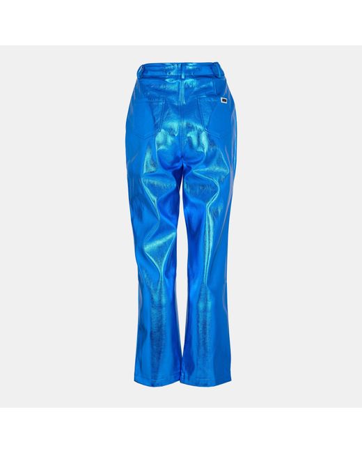 Amy Lynn Blue Leather/Pu Leather Trouser