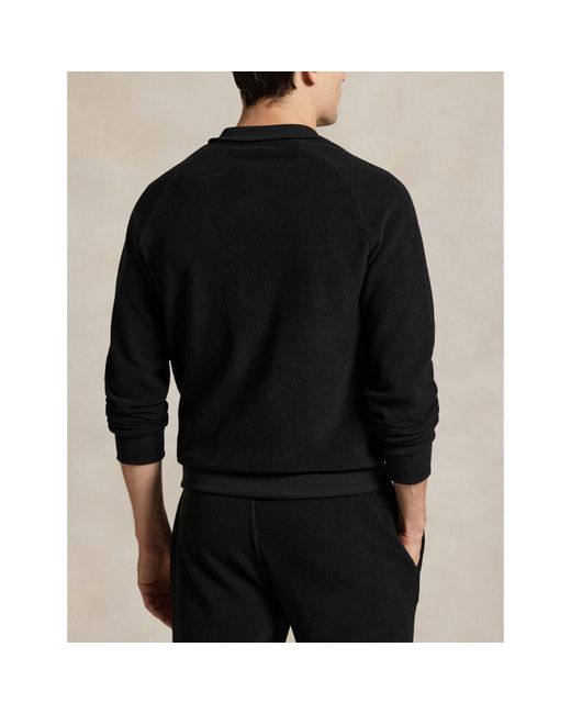 Polo Ralph Lauren Black Lounge Full-Zip Mock Neck Top for men