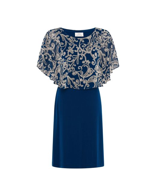Gina Bacconi Blue Gracie Chiffon Overlay Dress