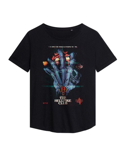 Stranger Things Black Hellfire Poster Fashion T-Shirt B