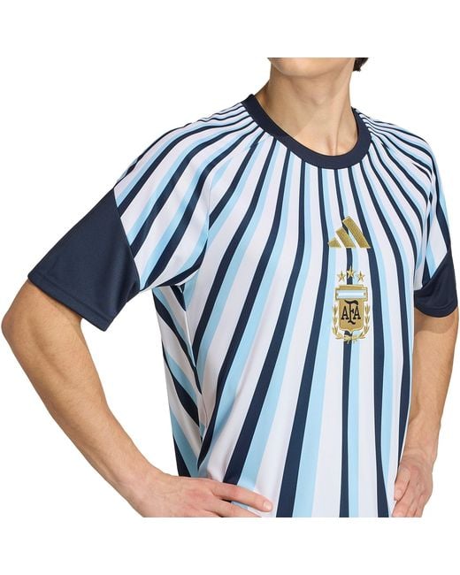 Adidas Blue Argentina 2026 Pre-Match Short-Sleeve T-Shirt for men