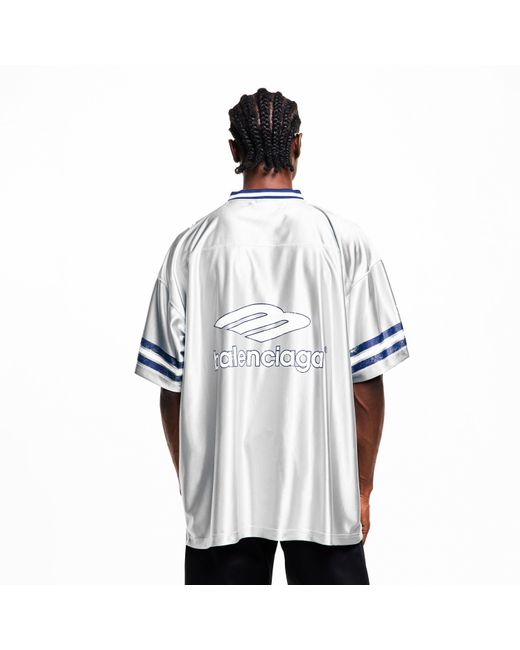 Balenciaga Blue Bal V Neck Oversized T-Shirt for men