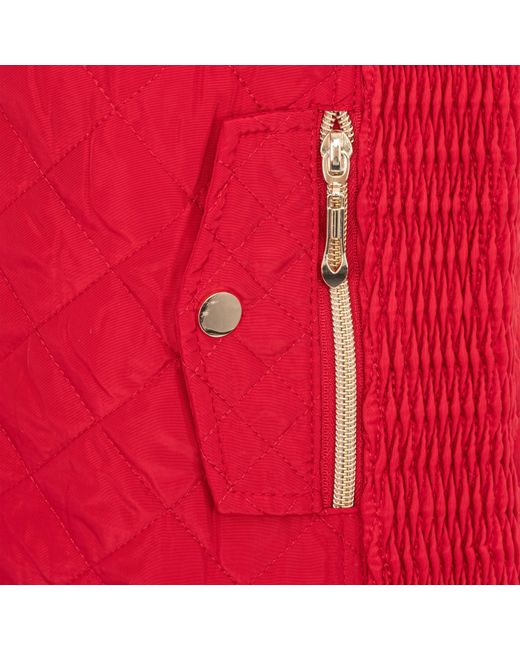 Miso Red Stand Collar Full Zip Hip Length Gilet
