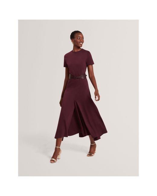 Ted Baker Red Mixed Midi Tea Dress