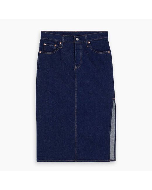 Levi's Blue Side Slit Denim Skirt
