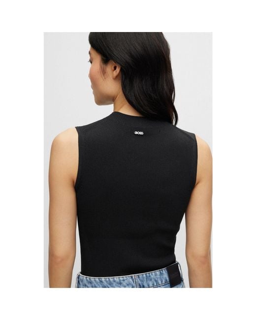 Boss Black Feskies Knitted Slim Fit Mock Neckline Top