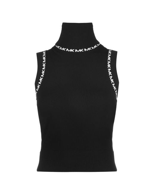MICHAEL Michael Kors Black High Neck Crop Top