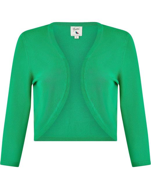 Yumi' Green Knitted Curve Bolero