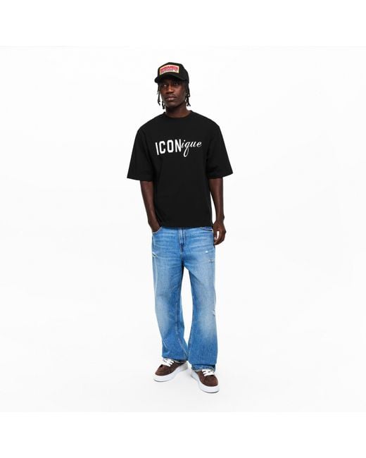 DSquared² Black Oversized T-Shirt for men