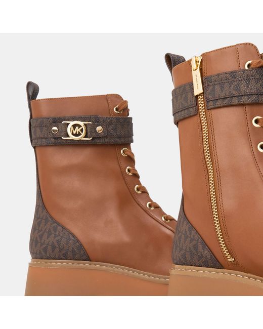 MICHAEL Michael Kors Brown Ankle Rubber Sole Biker Boots