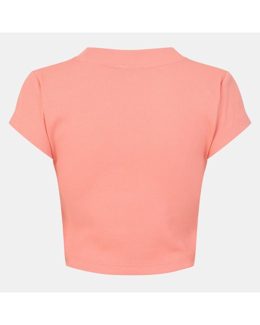 Calvin Klein Pink Mono Rib Cropped T Shirt