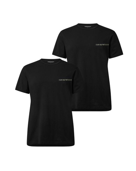 Emporio Armani Black 2 Pack Crew Neck T-Shirts for men