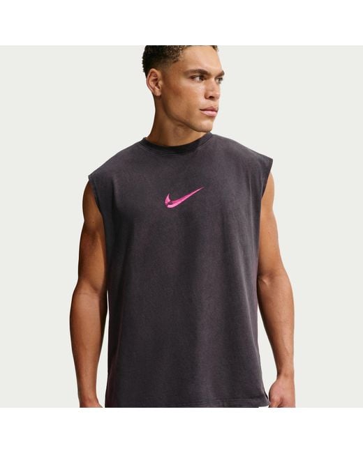 Nike Blue Pro Dri-Fit Crew-Neck Sleeveless Slim-Fit Vest for men