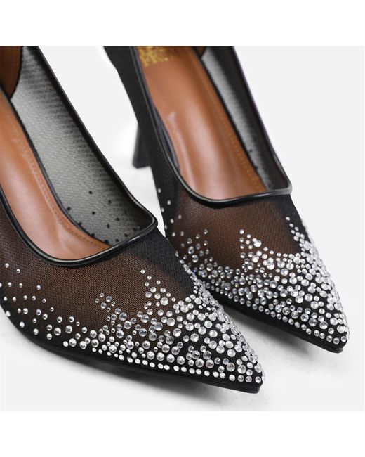 Where's That From Black Delina Court Shoe With Diamante Detailing