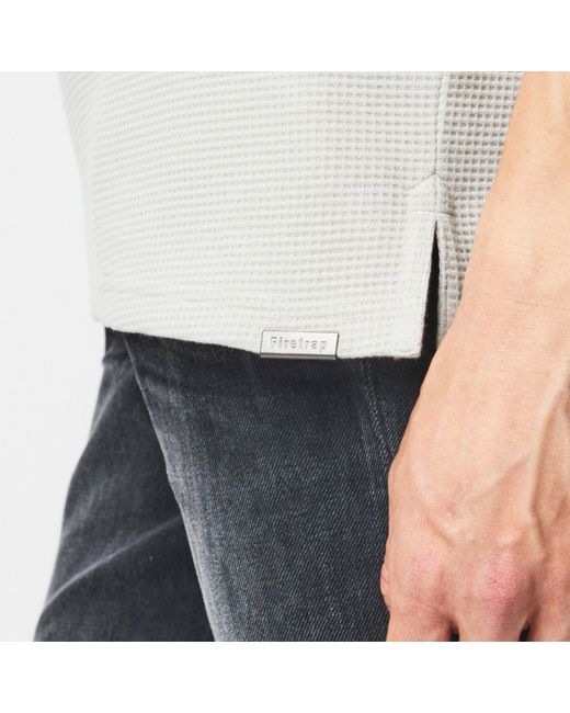 Firetrap Gray Waffle Short-Sleeve Polo Shirt for men