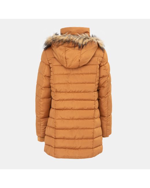 I Saw It First Orange Isif Detachable Hood Sherpa Lined Knee Length Parka