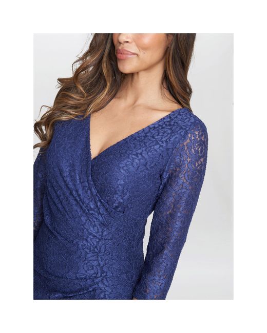 Gina Bacconi Blue Fearne Lace Wrap Maxi Dress