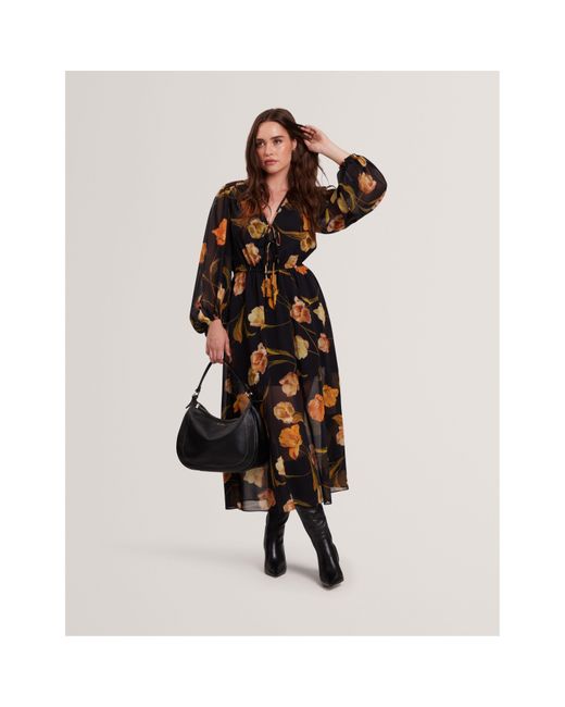 Ted Baker Black Plain Midi Tea Dress