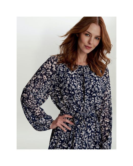 Gina Bacconi Blue Alaska Unwaisted Long Sleeve Dress