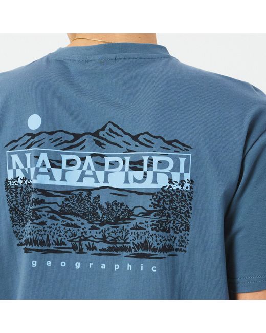 Napapijri Blue Graphic T-Shirt for men