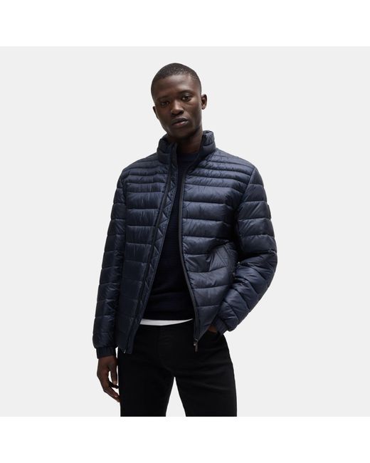 Boss Blue Oden Water-Repellent Padded Short Puffer Jacket for men
