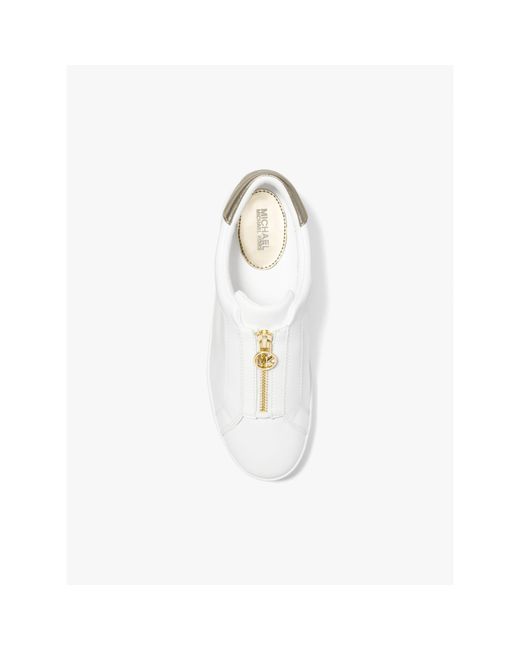 MICHAEL Michael Kors White Keaton Zip Slip On Trainers