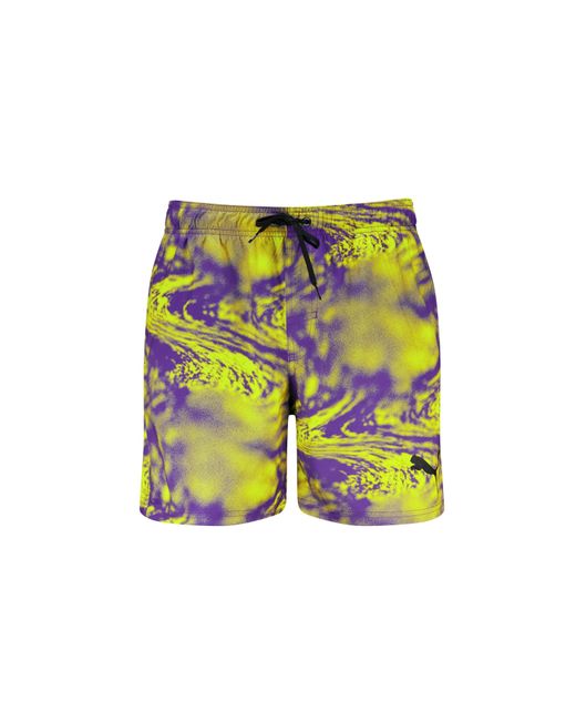 PUMA Yellow Printed Woven Swim Shorts for men