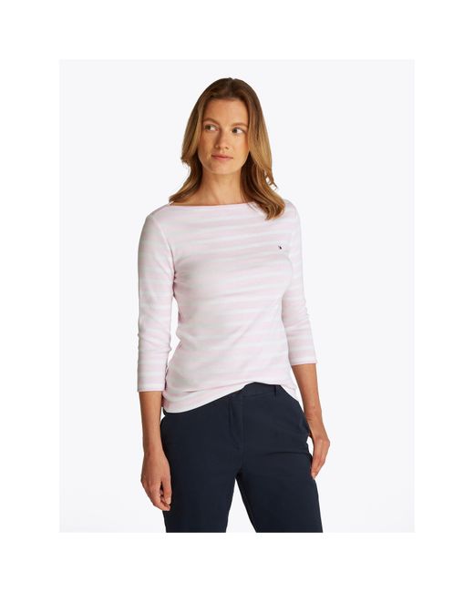 Tommy Hilfiger Pink Cody Slim Boat Neck Long-Sleeve T-Shirt