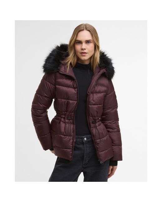 Barbour Purple Cher Detachable Hood Long Sleeve Medium Puffer Jacket
