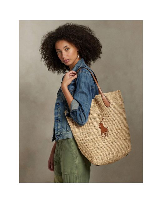 Polo Ralph Lauren Metallic Natural Tote Bags