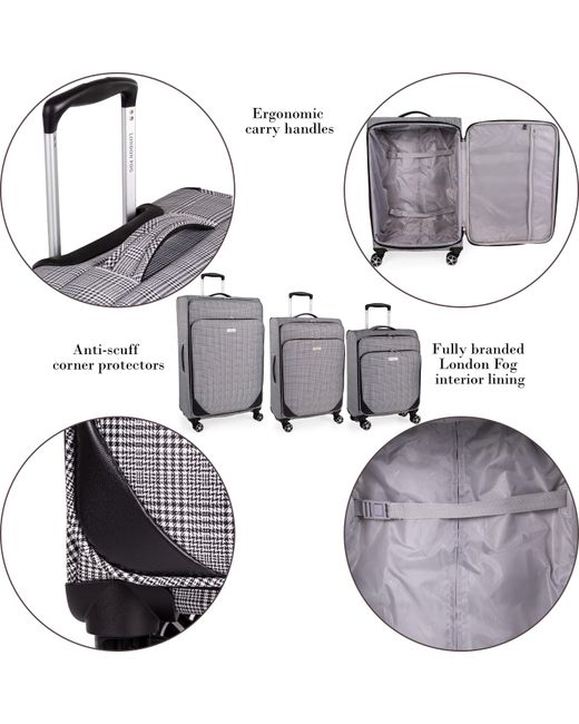 London Fog White The Newbury Soft Shell Hold Luggage And Cabin Case
