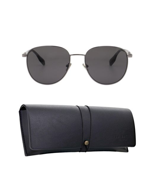 Ted Baker Gray Stanley Round Sunglasses for men