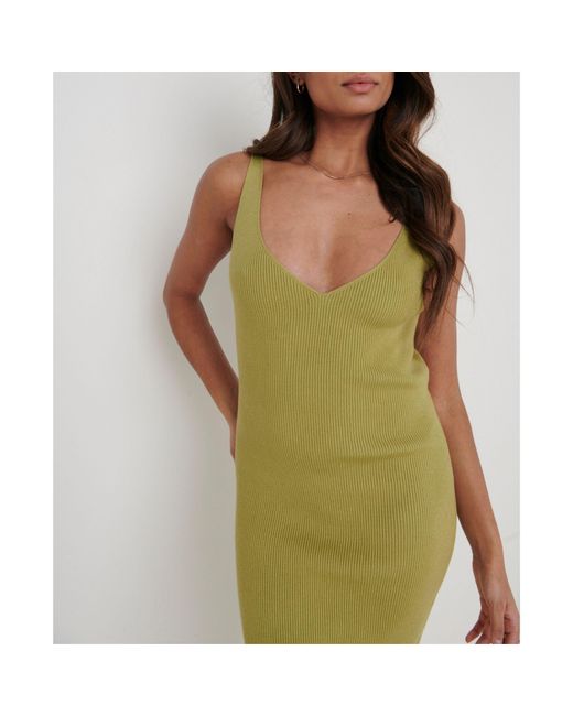 Pretty Lavish Green Lara Ribbed Midaxi Dress