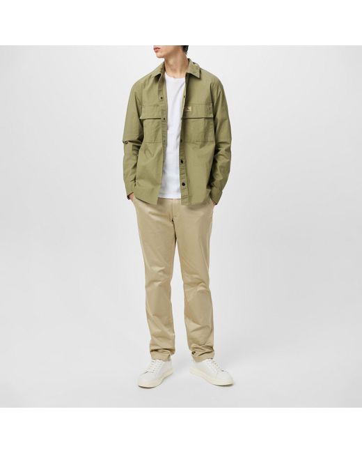 Calvin Klein Green Cargo Cotton Long Sleeve Relaxed Fit Overshirt for men