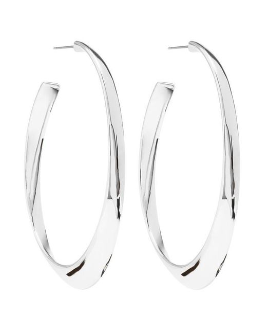 Mood Metallic Plated Polished Oval Hoop Earrings