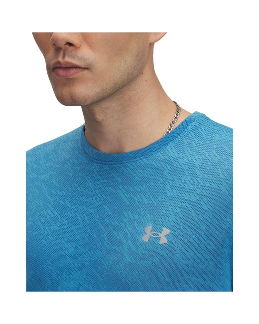 Under Armour Blue Launch Camo Short-Sleeve Performance Top for men