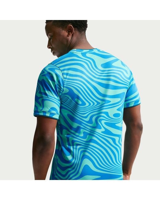 Nike Blue Brazil Academy Pro Dri-Fit Soccer Pre-Match Short-Sleeve Top for men