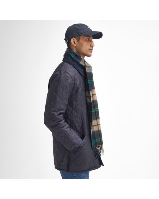 Barbour Blue Tartan Wool Cashmere Scarf