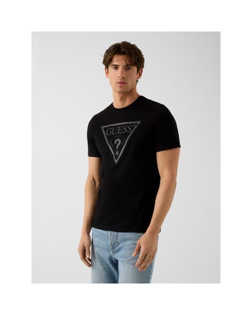 Guess Black Triangular Slim Fit T-Shirt for men