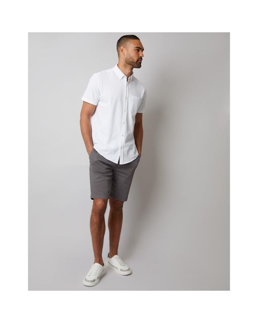 Threadbare White Majestic Short-Sleeve Plain Shirt for men