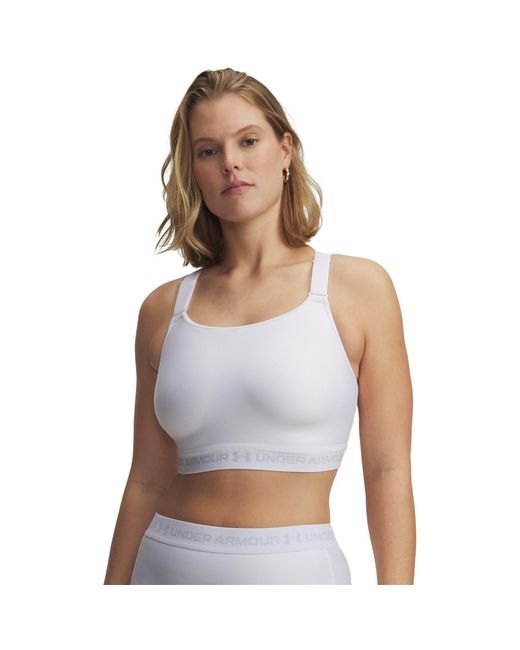 Under Armour White Heatgear Crossback High Sports Bra Halo