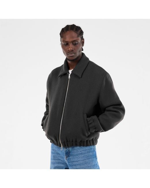 AMI Black Wool Harrington Jacket for men