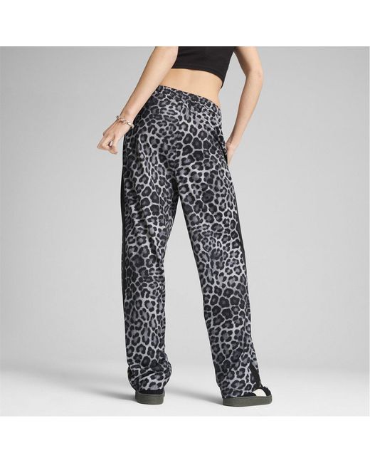 PUMA Black T7 Leo Luxe All Over Print Open Hem Joggers