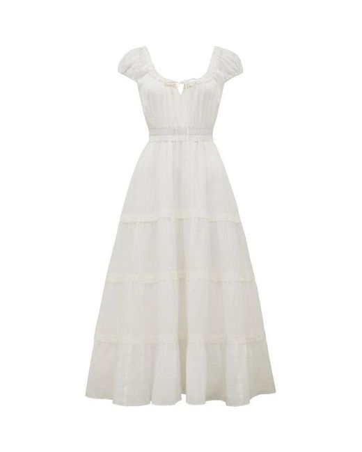Forever New White Tuscany Trim Detail Midi Dress