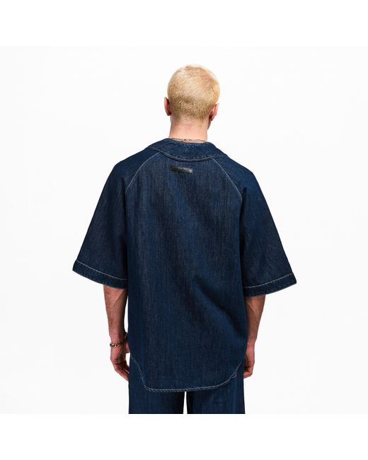 7 For All Mankind Blue Plain Short Sleeve Shirt for men