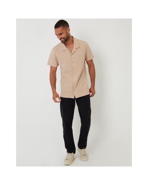 Threadbare Brown Embley Short-Sleeve Patterned Shirt for men