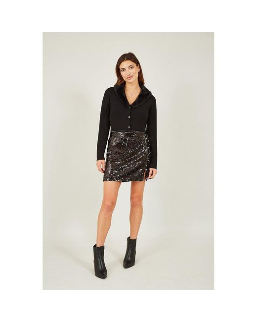 Yumi' Black Bolero With Detachable Fur Collar